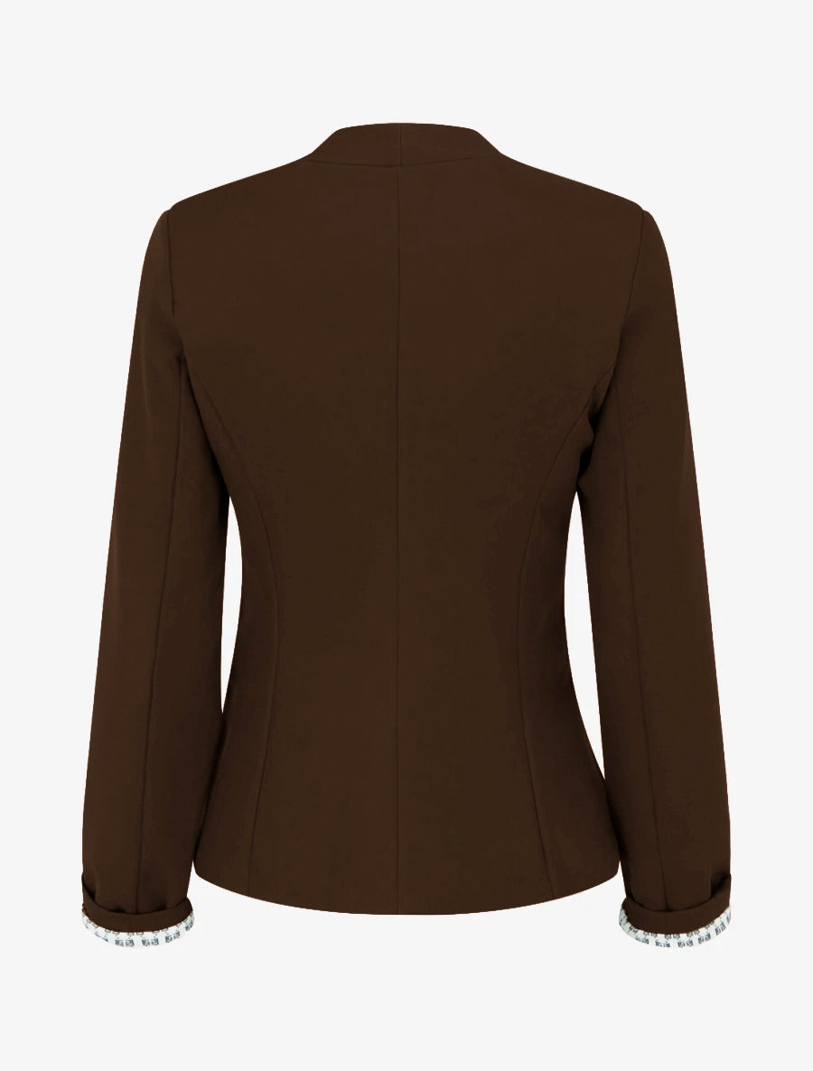 Giacca dritta con spalline - Marrone