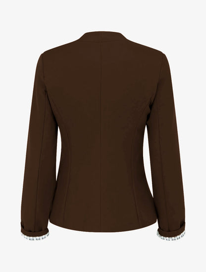 Giacca dritta con spalline - Marrone