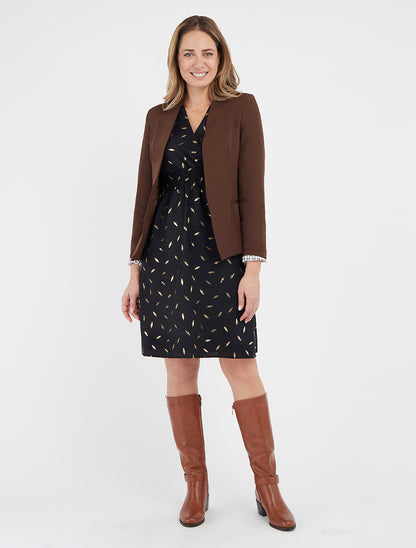 Giacca dritta con spalline - Marrone