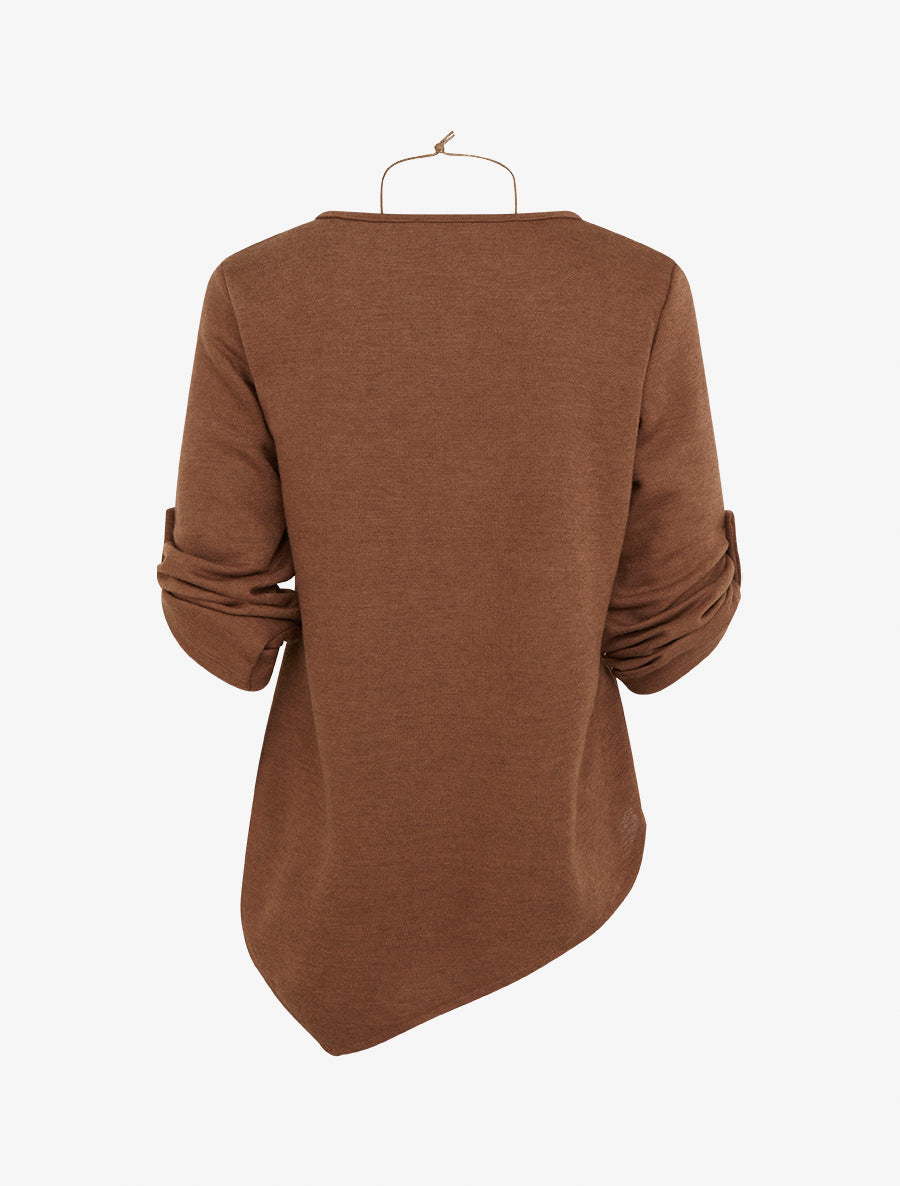 Pull droit à bords asymétriques - Marron - 2