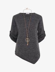 Pull droit à bords asymétriques - Gris foncé - 1