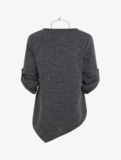Pull droit à bords asymétriques - Gris foncé - 2