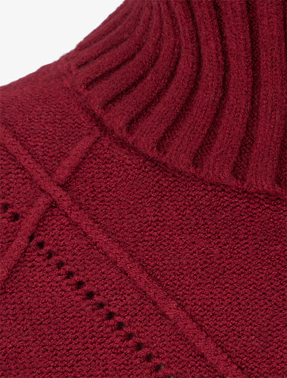 Pull uni à motif texturé géométrique - Bordeaux - 3