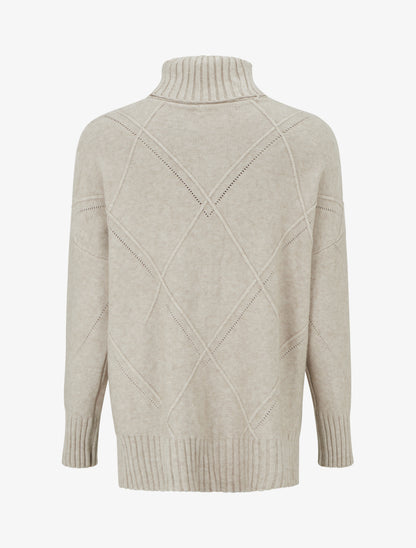 Pull uni à motif texturé géométrique - Taupe - 2