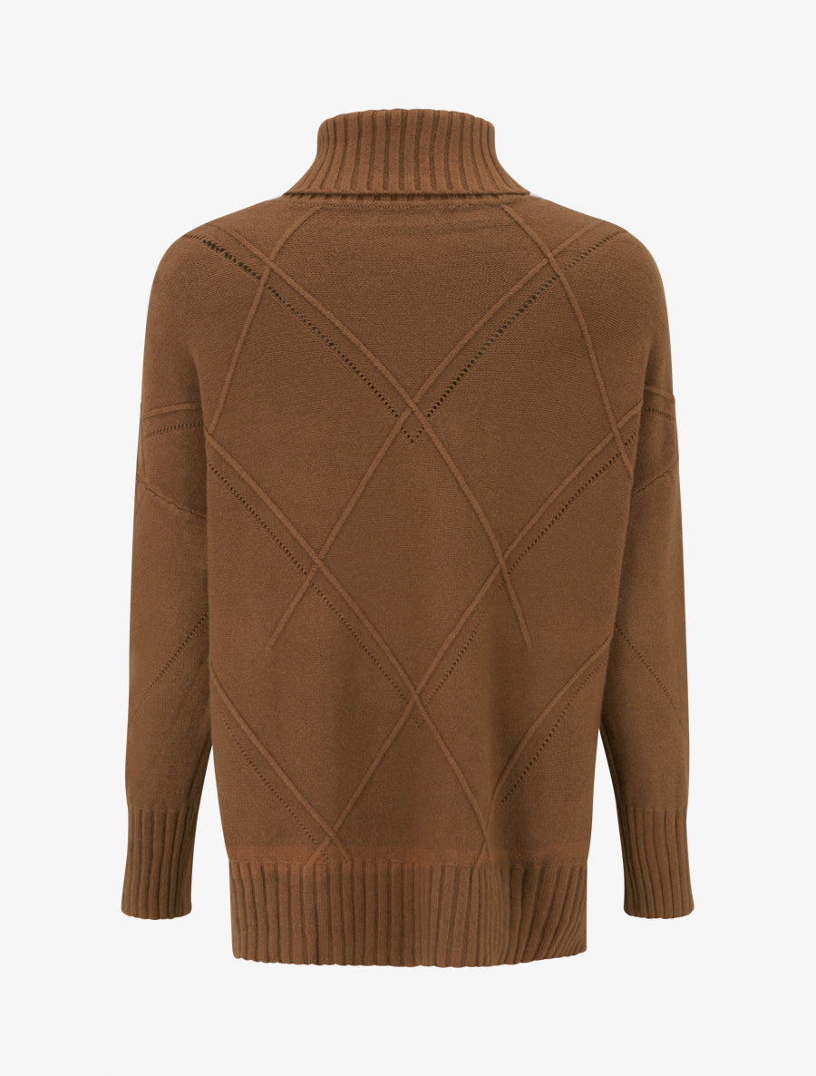 Pull uni à motif texturé géométrique - Camel - 2