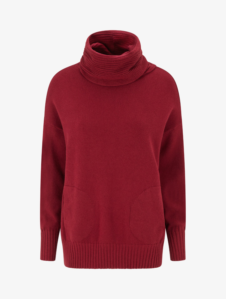 Pull droit à col roulé lâche - Bordeaux - 1