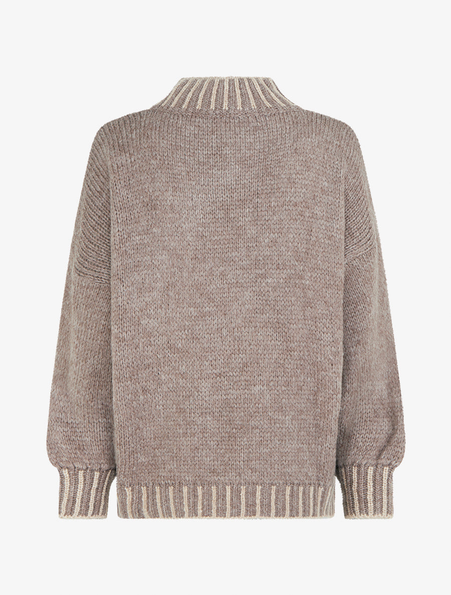 Pull en maille à col montant - Taupe - 2