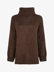 Pull coupe carrée à col roulé - Marron - 1