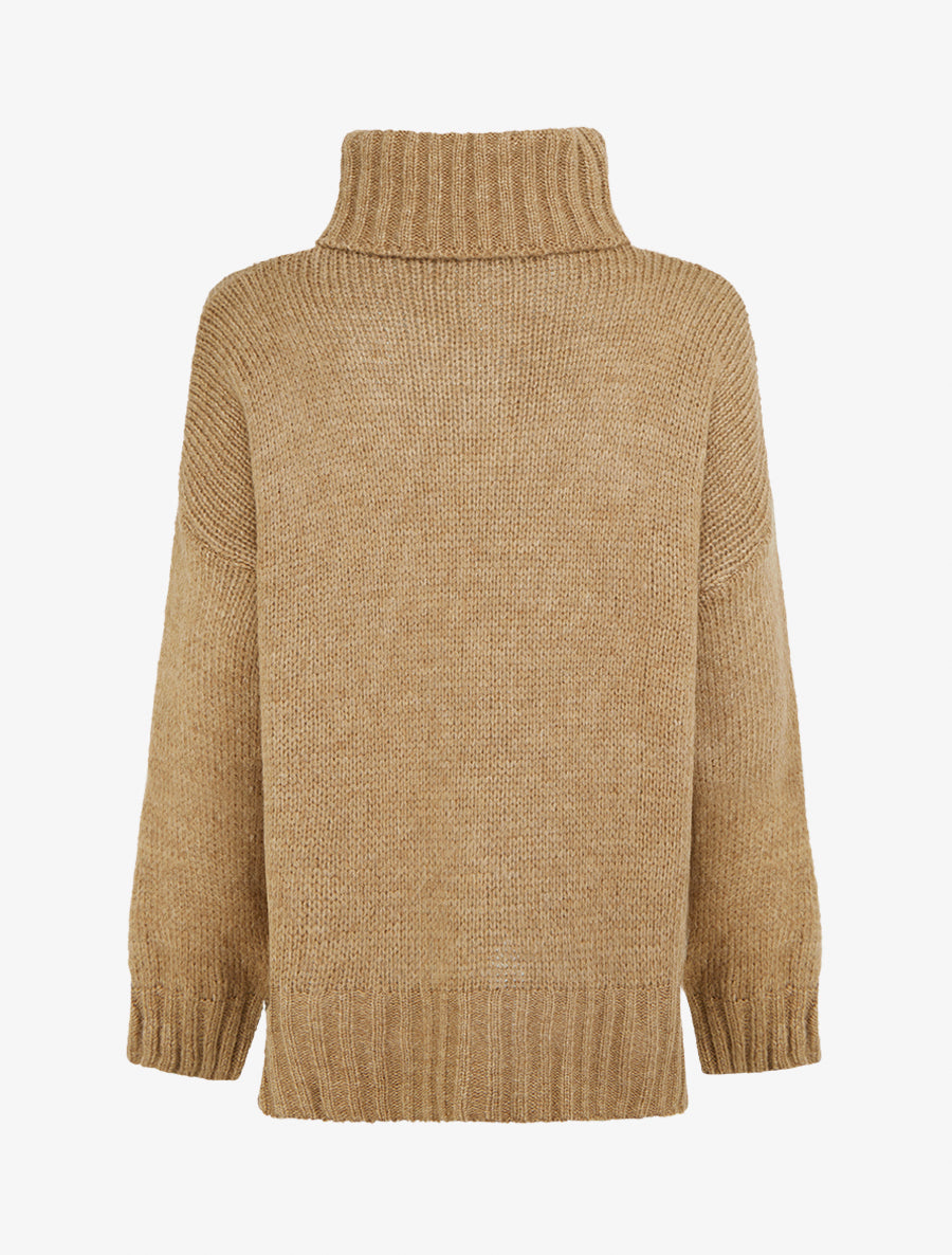 Pull coupe carrée à col roulé - Camel - 2