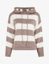 Pull rayé à capuche - Taupe - 1