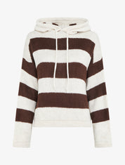 Pull rayé à capuche - Beige - 1