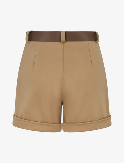 Short uni épais à revers - Camel - 2