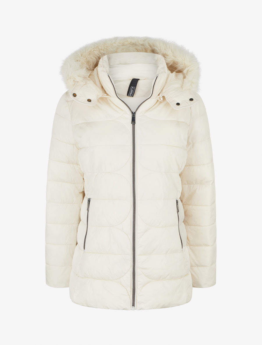 Doudoune droite à capuche amovible - Blanc - 1