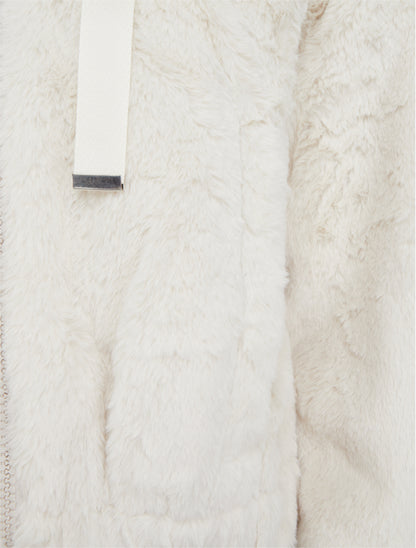 Blouson ample en fourrure synthétique - Blanc - 3