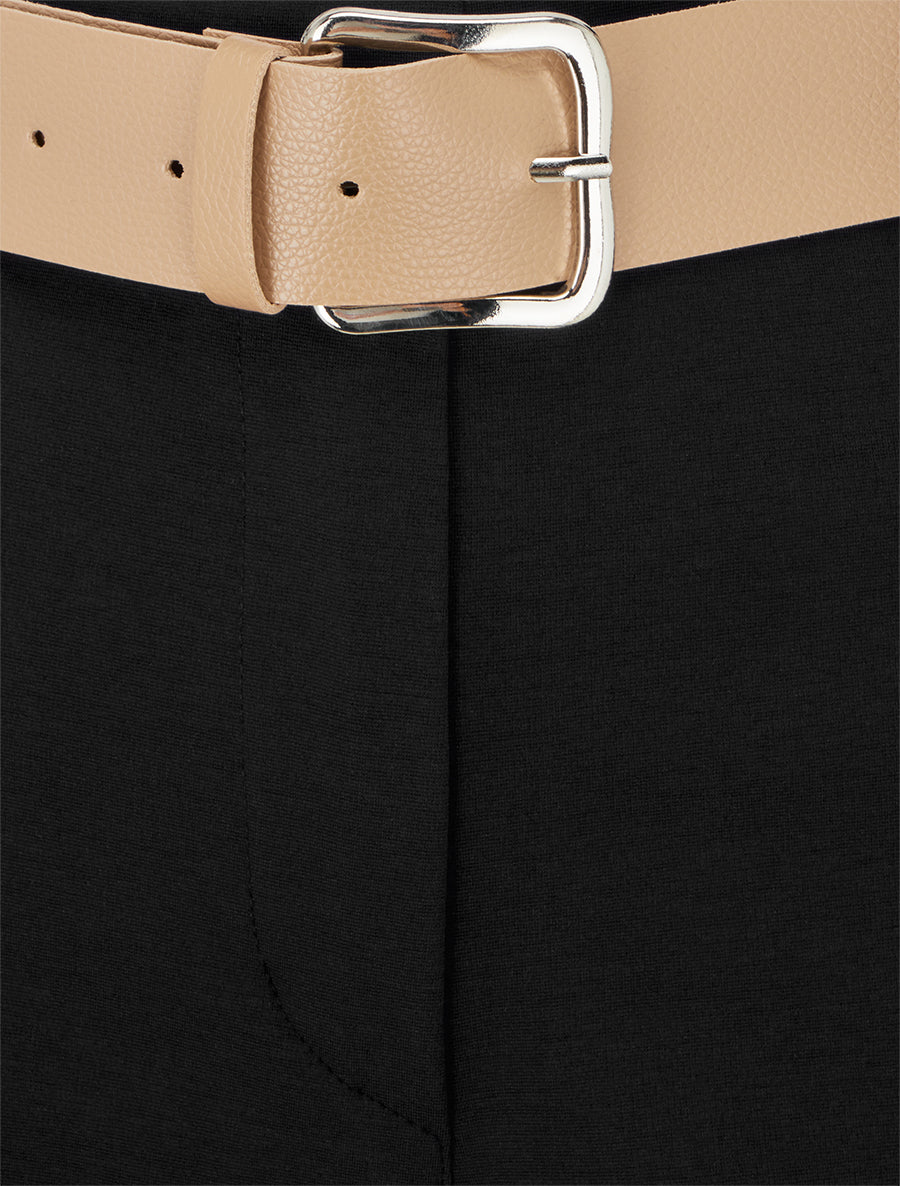 Short ceinturé à revers - Noir - 3