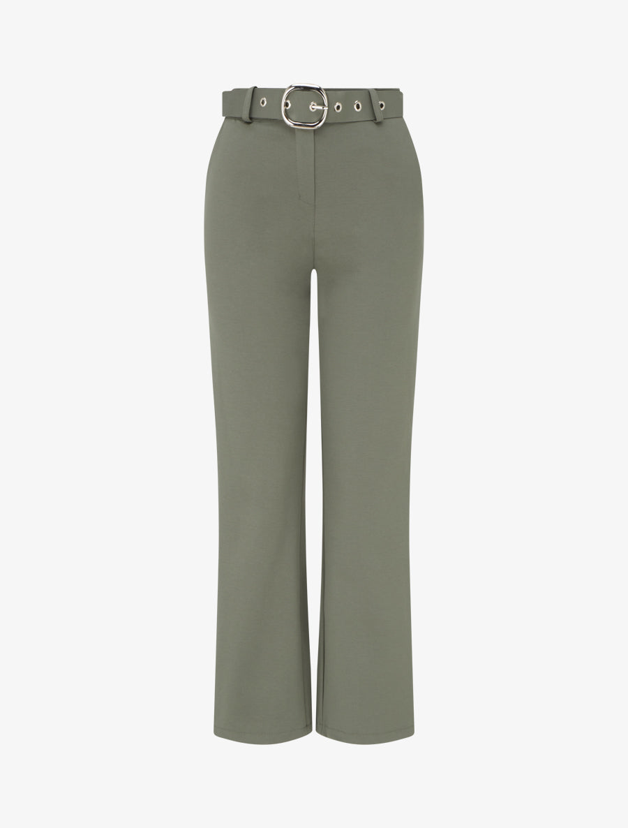 Pantalon droit ceinturé - Kaki - 1