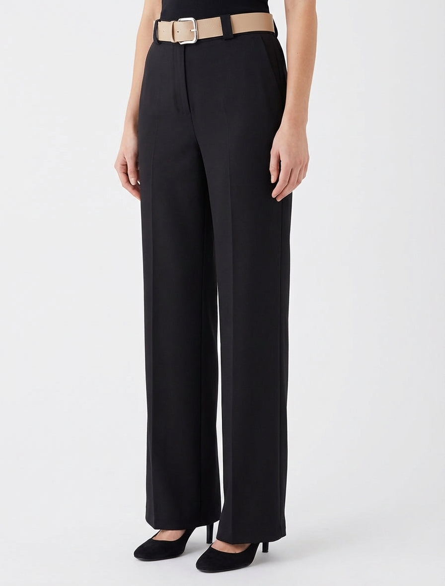 Pantaloni dritti uniti elasticizzati - Nero