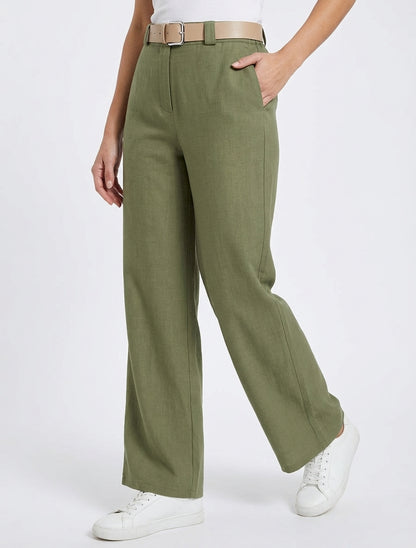 Pantaloni dritti uniti elasticizzati - Cachi