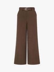 Pantalon droit uni taille haute - Marron - 1