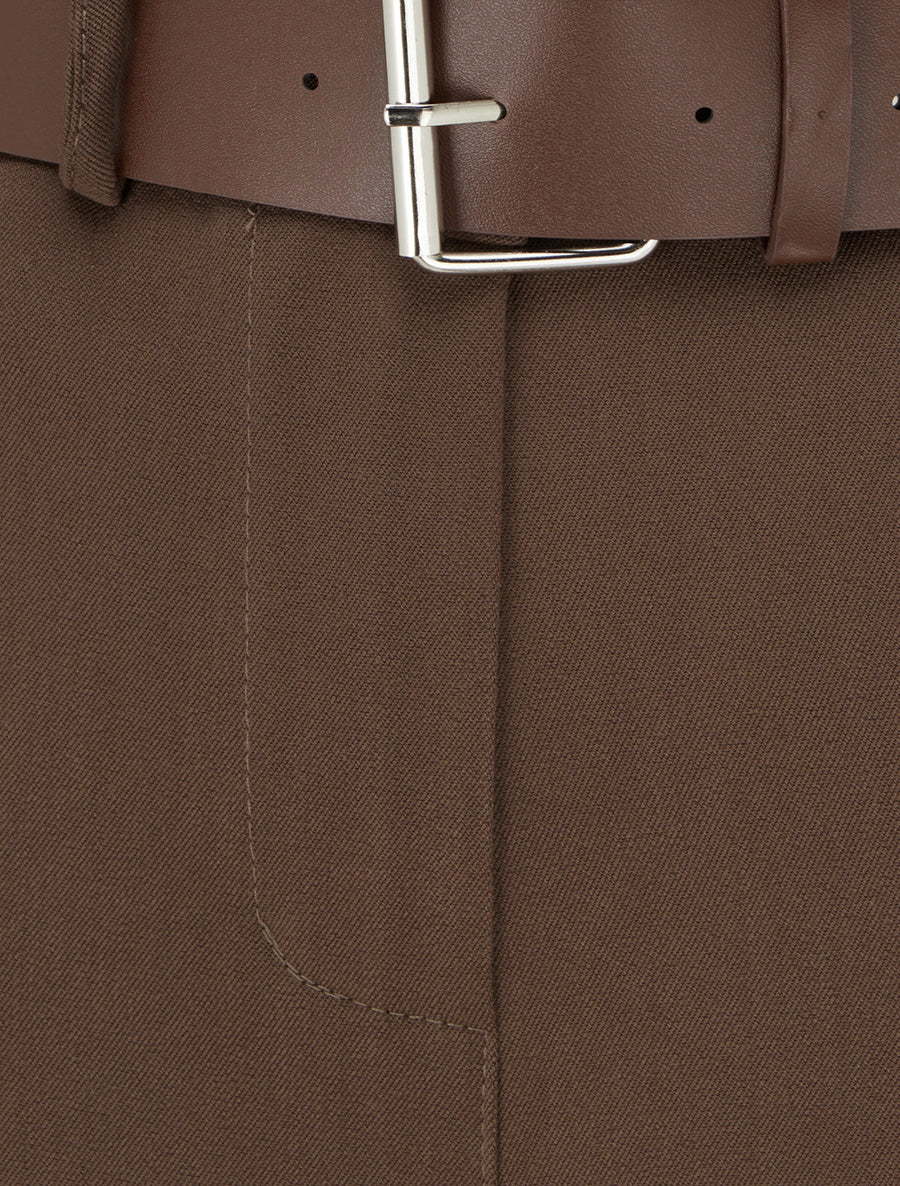 Pantalon droit uni taille haute - Marron - 3