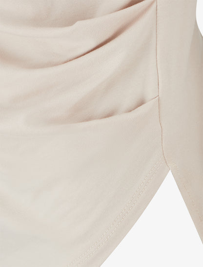 Top uni asymétrique à col rond - Beige - 3