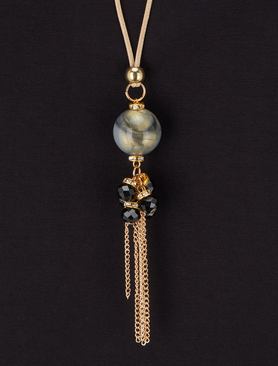 Top uni à empiècement en satin - Noir - 3