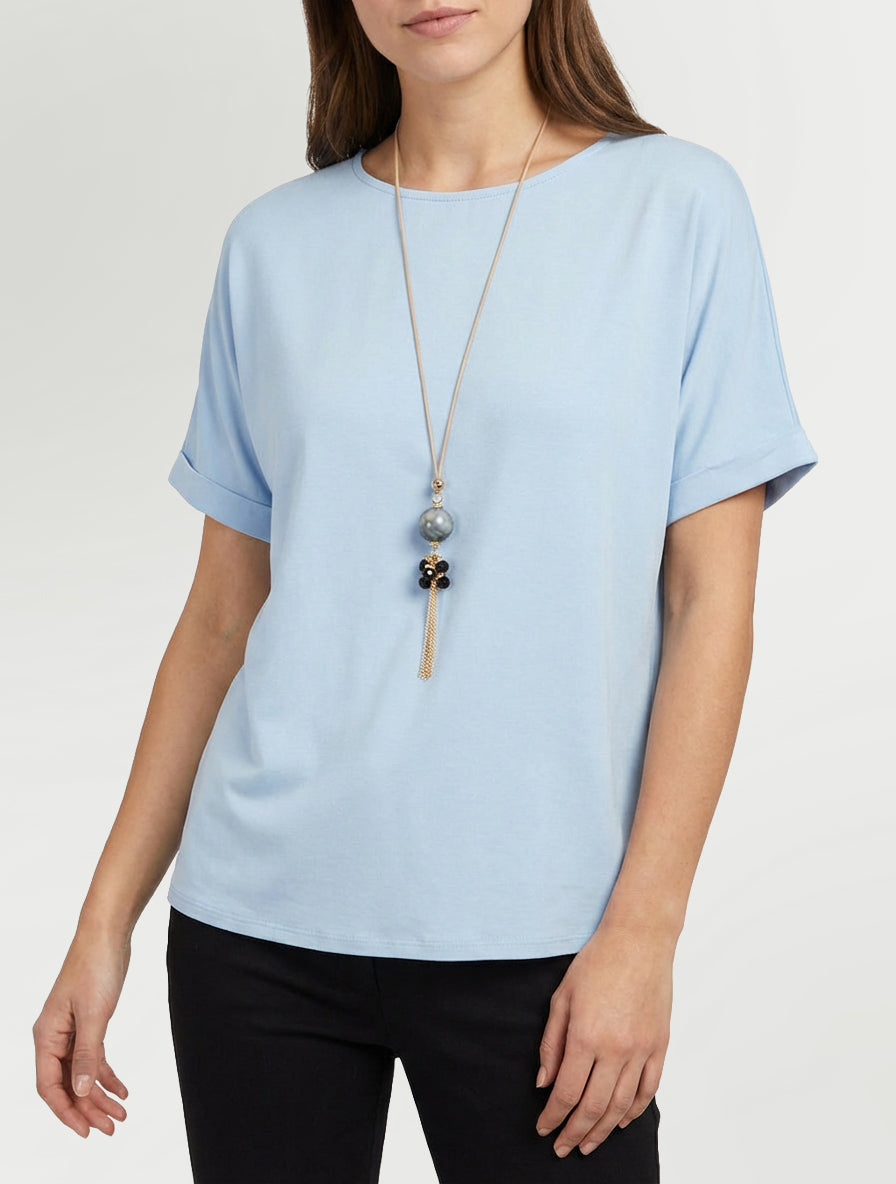 Top unito a maniche corte - Azzurro cielo