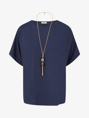 Top uni à manches courtes - Marine - 1