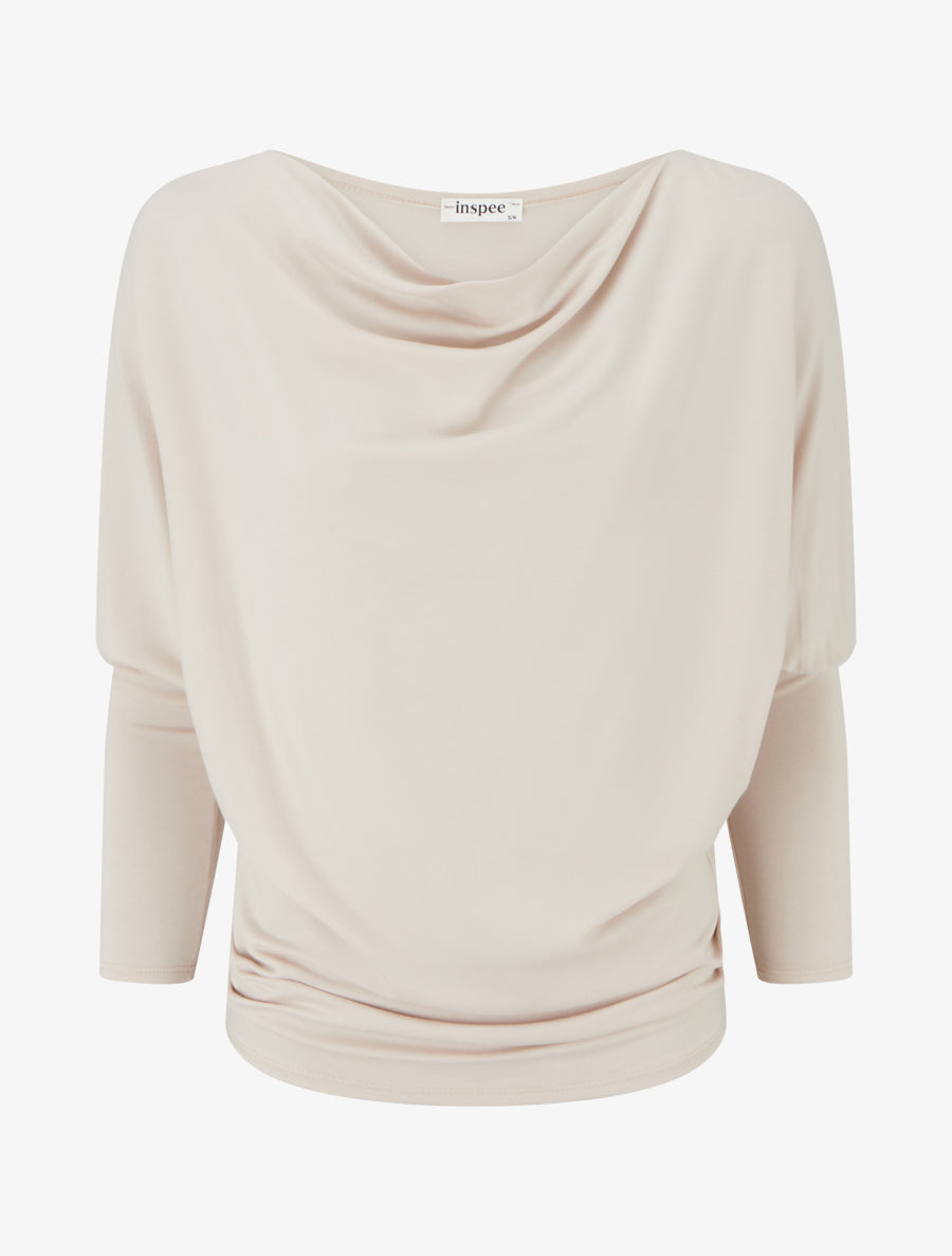 Top fluide à manches 3/4 chauve-souris - Beige - 1