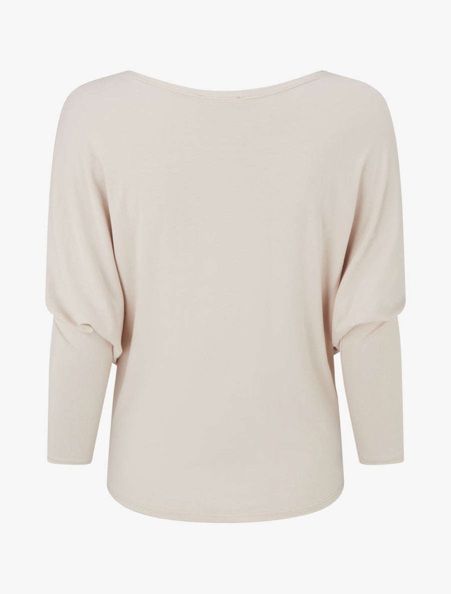 Top fluide à manches 3/4 chauve-souris - Beige - 2
