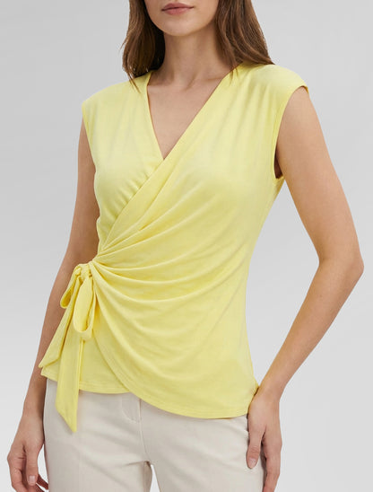 Top senza maniche con scollo a portafoglio - Giallo