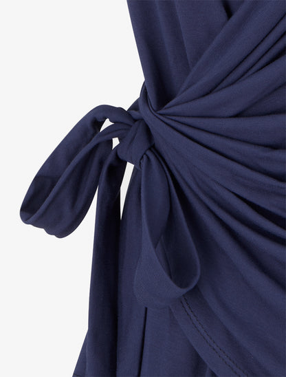 Top uni sans manches à col cache coeur - Marine - 3