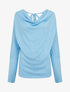 Pull fin uni à empiècement dentelle au dos - Bleu ciel - 1
