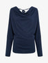 Pull fin uni à empiècement dentelle au dos - Marine - 1