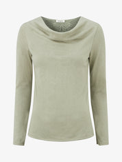 Pull à dos brodé et col bénitier - Kaki - 1