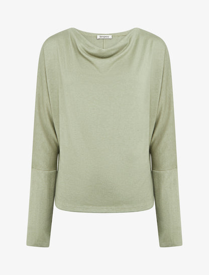 Pull fin uni à col bénitier - Kaki - 1