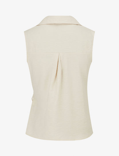 Chemisier sans manches effet drapé - Beige - 2