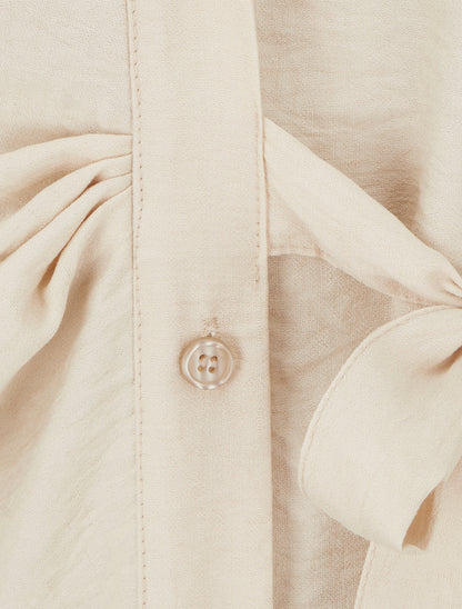 Chemisier sans manches effet drapé - Beige - 3