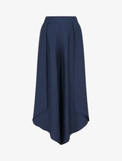 Pantalon ample à bords asymétriques - Marine - 1