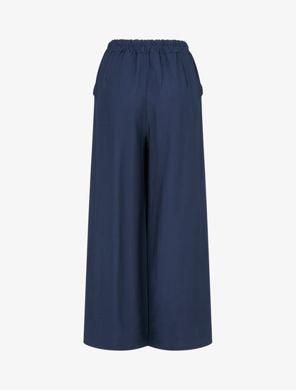 Pantalon ample uni à boutons décoratifs - Marine - 2