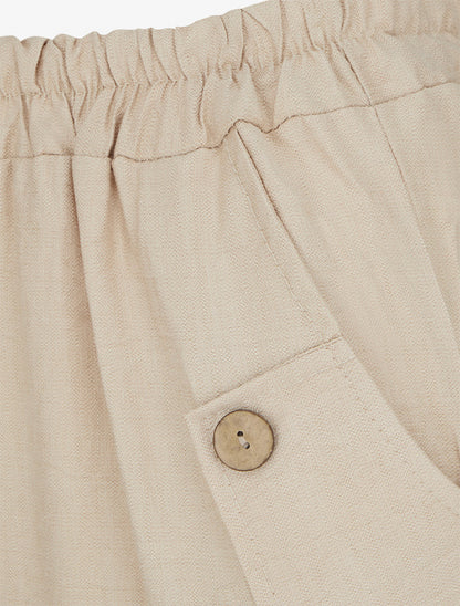 Pantalon ample uni à boutons décoratifs - Beige - 3