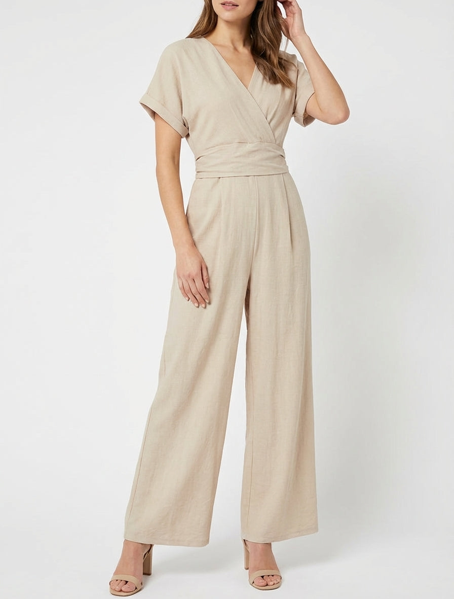 Tuta unita a maniche corte - Beige