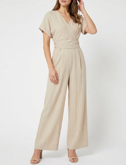 Tuta unita a maniche corte - Beige