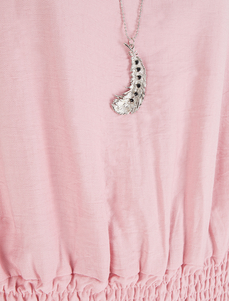 Top boule uni à manches courtes - Rose - 3