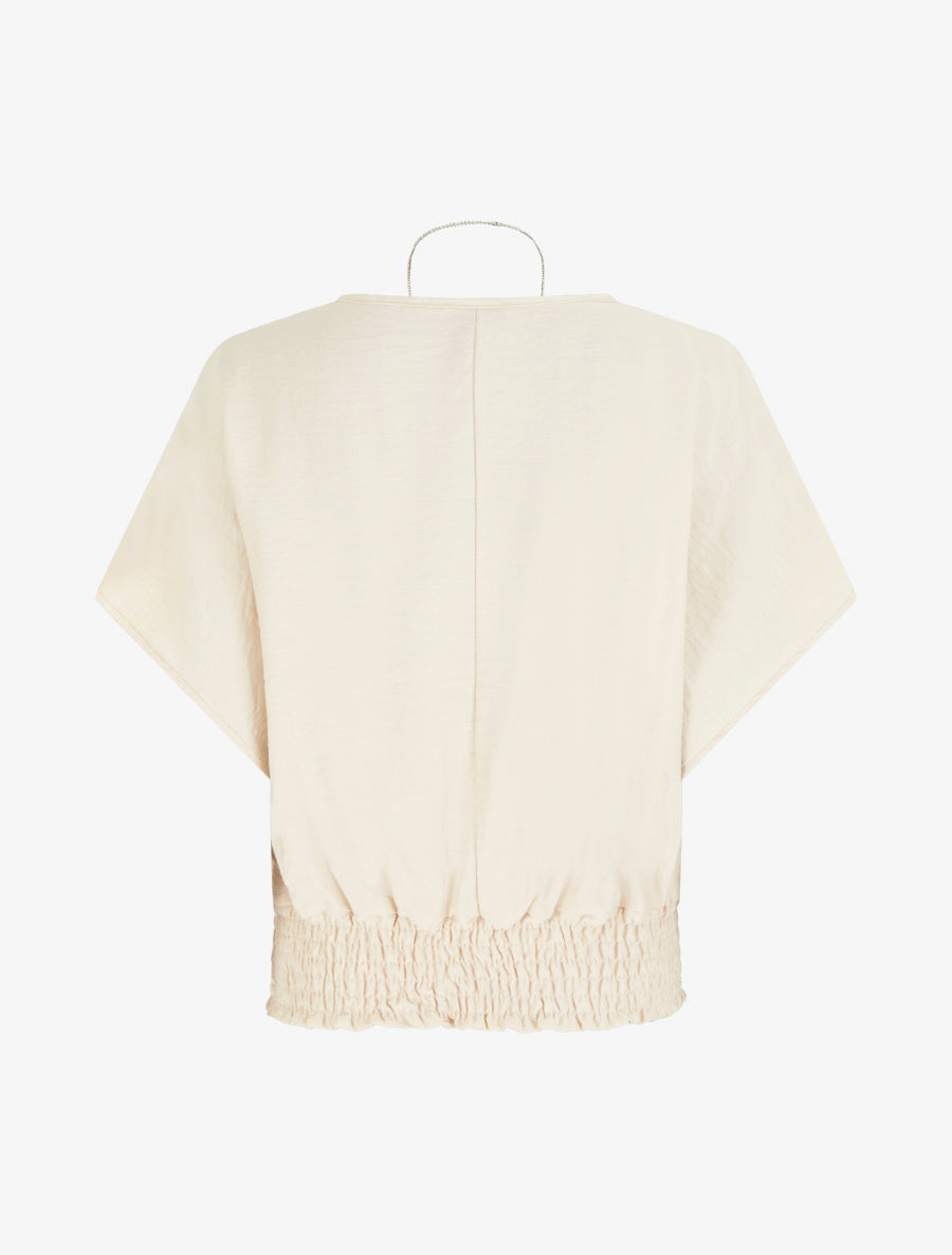 Top boule uni à manches courtes - Beige - 2