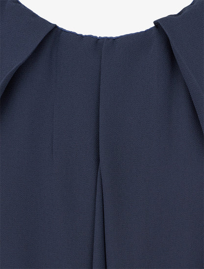 Robe unie en voile sans manches - Marine - 3