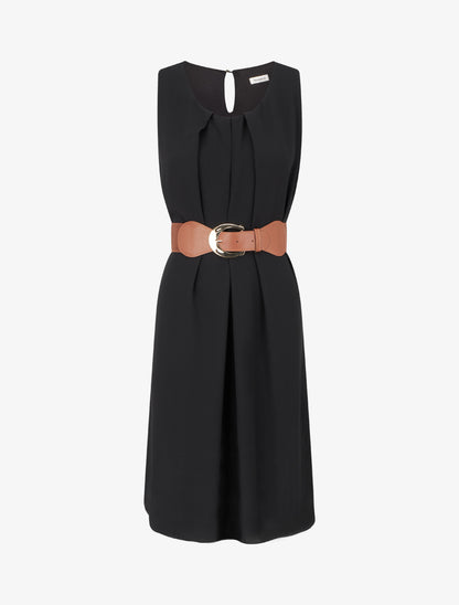 Robe unie en voile sans manches - Noir - 1