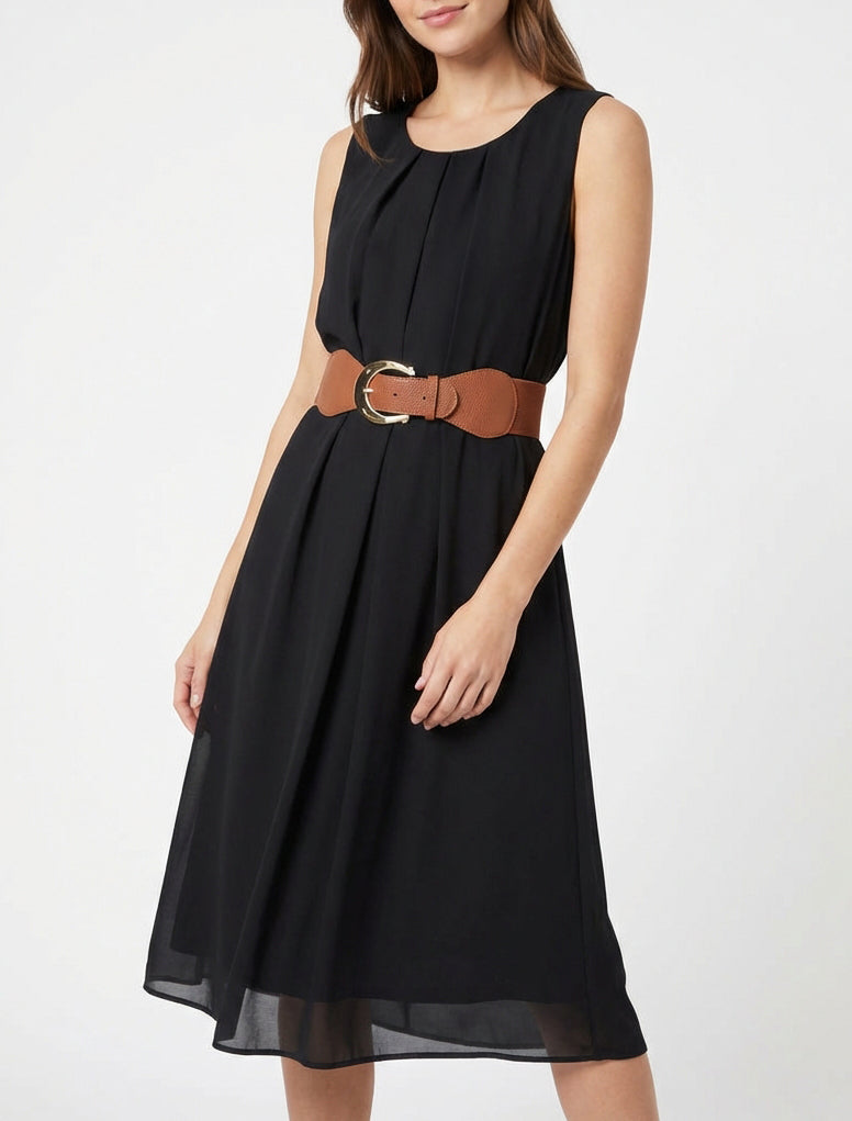 Abito semplice in voile senza maniche - Nero