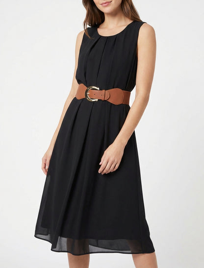 Abito semplice in voile senza maniche - Nero