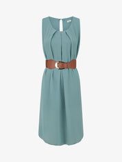 Robe unie en voile sans manches - Turquoise - 1